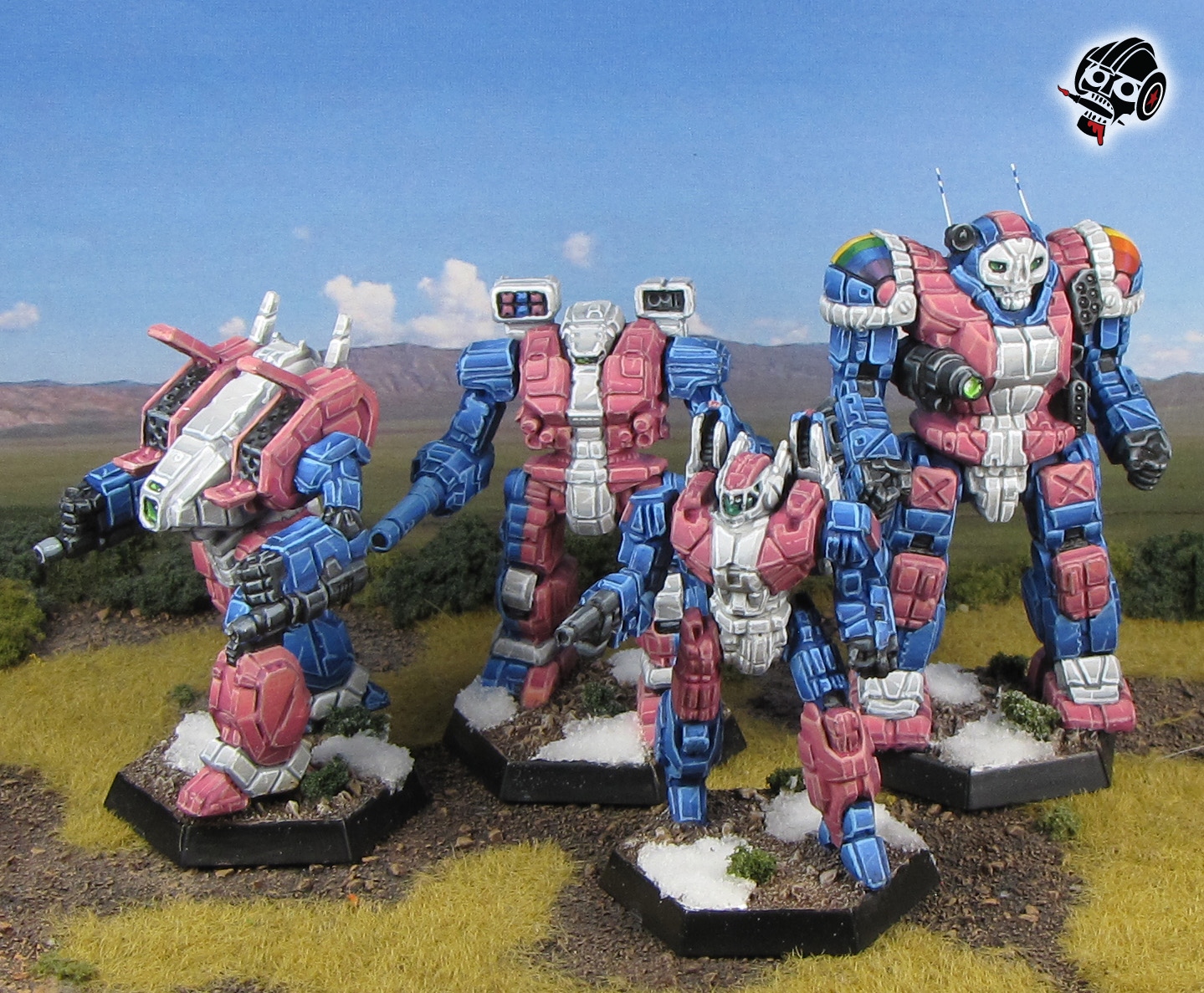 Battletech Heavy Lance Atlas Warhammer Archer Phoenix Hawk Transgender Allyship Colours from Catalyst Games Lab painted by Neldoreth - An Hour of Wolves & Shattered Shields