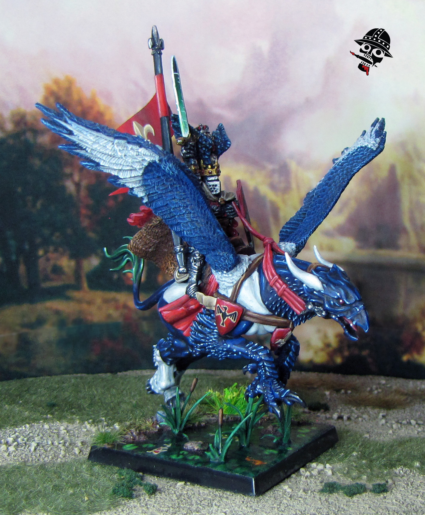 Bretonnian Lord on Magpie Hippogriff - King Louen Leoncoeur from Games Workshop painted by Neldoreth - An Hour of Wolves & Shattered Shields