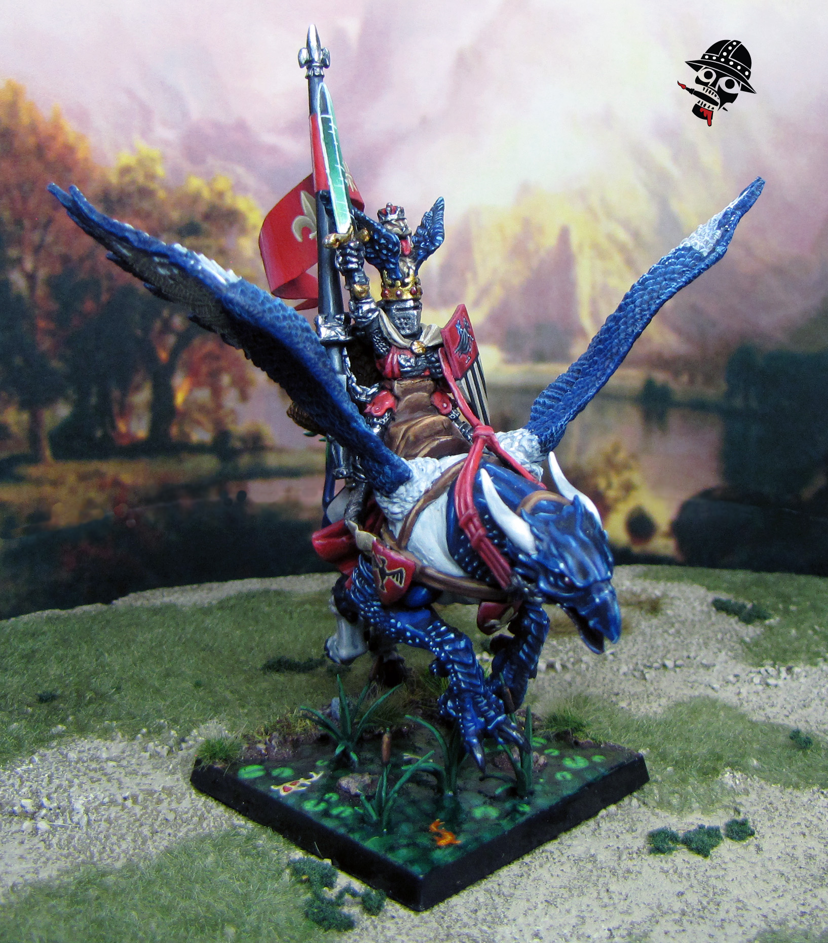 Bretonnian Lord on Magpie Hippogriff - King Louen Leoncoeur from Games Workshop painted by Neldoreth - An Hour of Wolves & Shattered Shields