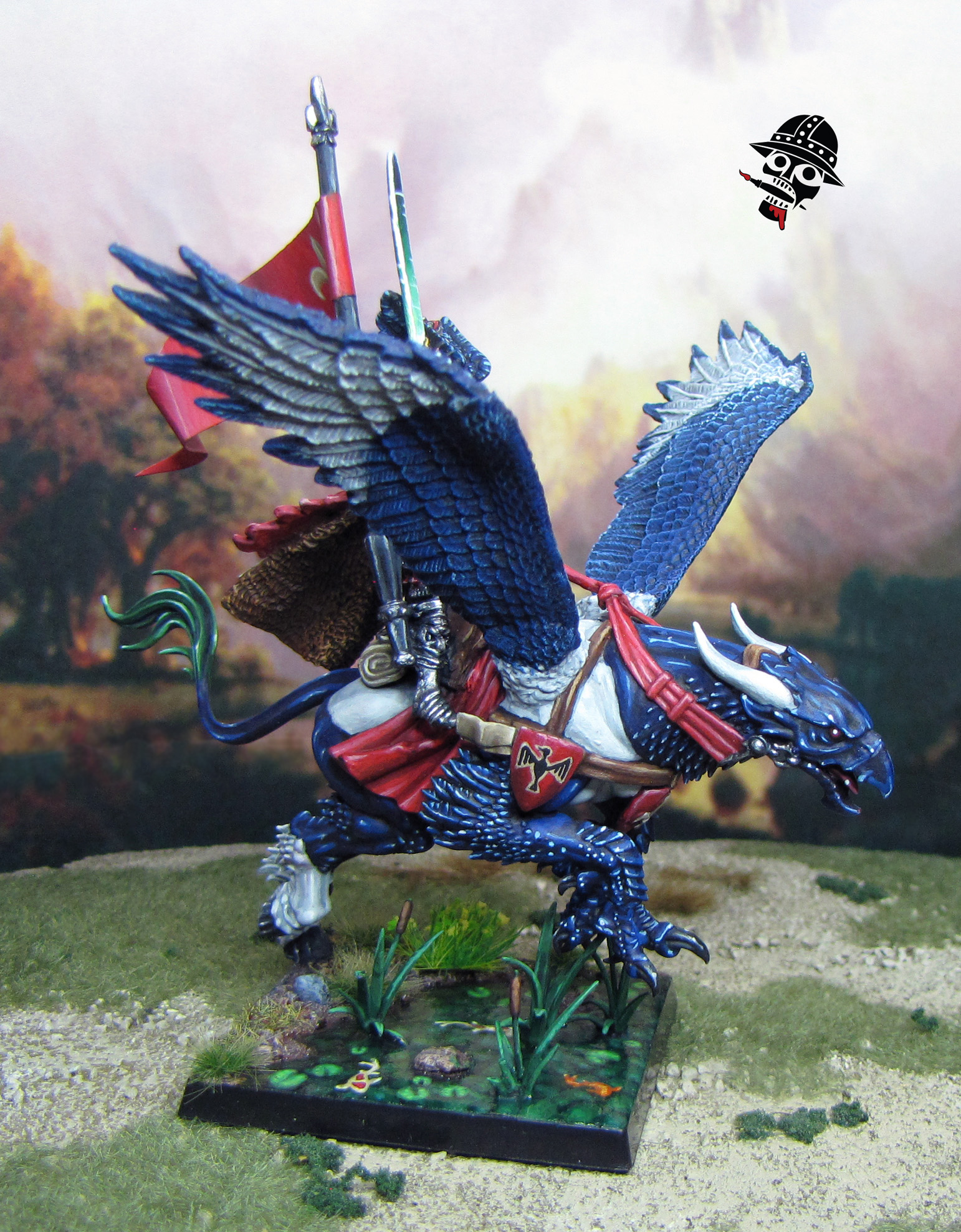 Bretonnian Lord on Magpie Hippogriff - King Louen Leoncoeur from Games Workshop painted by Neldoreth - An Hour of Wolves & Shattered Shields