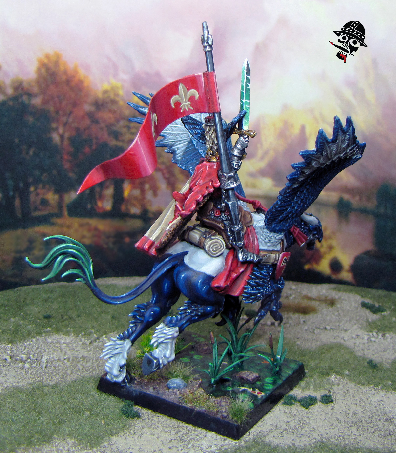 Bretonnian Lord on Magpie Hippogriff - King Louen Leoncoeur from Games Workshop painted by Neldoreth - An Hour of Wolves & Shattered Shields