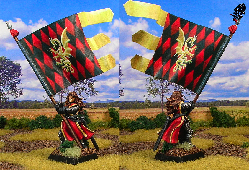 Bretonnian Army Standard Bearer from Reaper Miniatures painted by Neldoreth - An Hour of Wolves & Shattered Shields