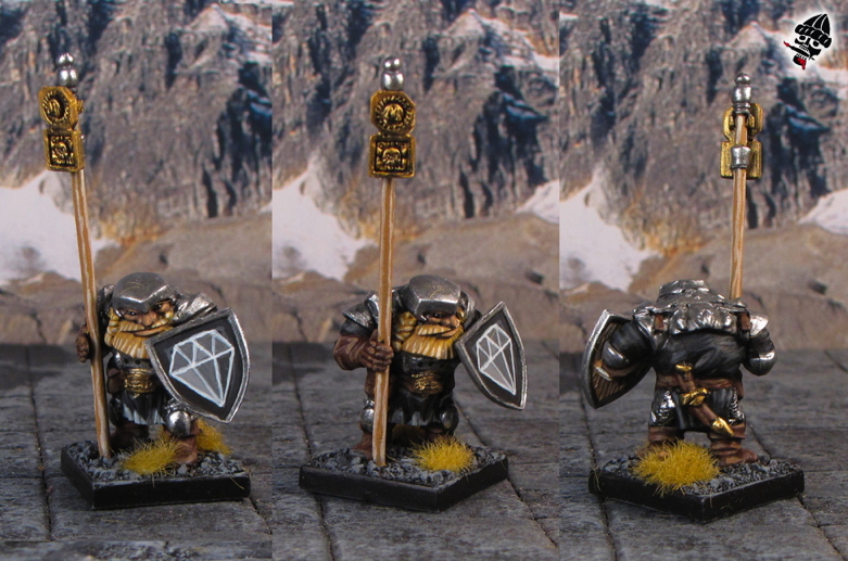 Dwarf army standard bearer from Mantic Games painted by Neldoreth - An Hour of Wolves & Shattered Shields Dwarf army standard bearer from Mantic Games painted by Neldoreth - An Hour of Wolves & Shattered Shields