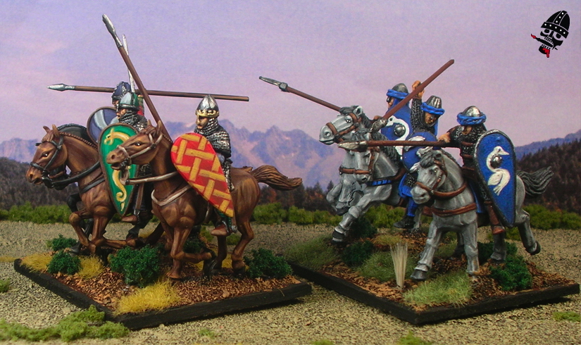 The plastic Norman knights from Conquest Games square off against the metal Norman knights
from Gripping Beast.