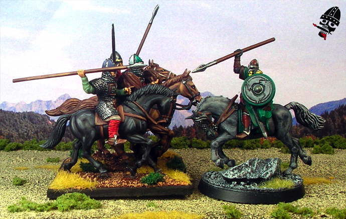 Plastic Norman Knights from Conquest Games face off against the cavalry of Rohan and the Rohirrim from Lord of the Rings in a nice scale shot.