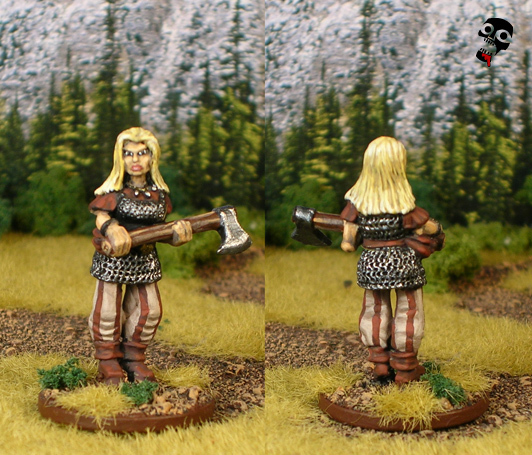 Sea Raider Shield Maiden from Foundry Miniatures painted by Neldoreth - An Hour of Wolves & Shattered Shields