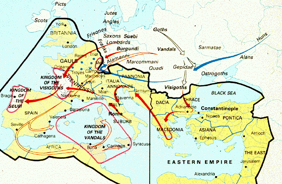 The Map of the Barbarian Invasion of Rome