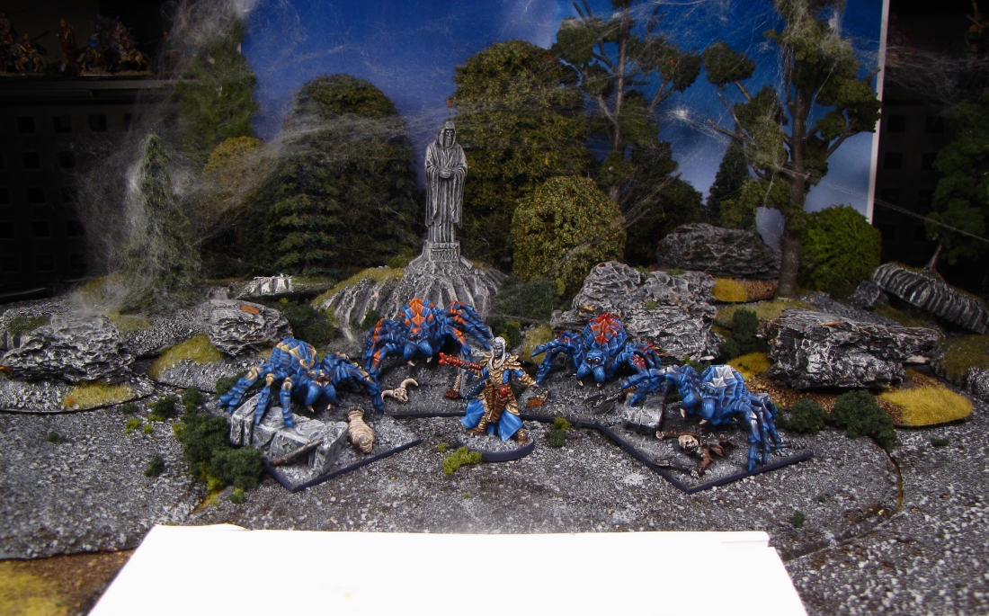 Spiders and the Black Spider miniatures staging shot from Reaper Miniatures & Wizards of the Coast painted by Neldoreth - An Hour of Wolves & Shattered Shields