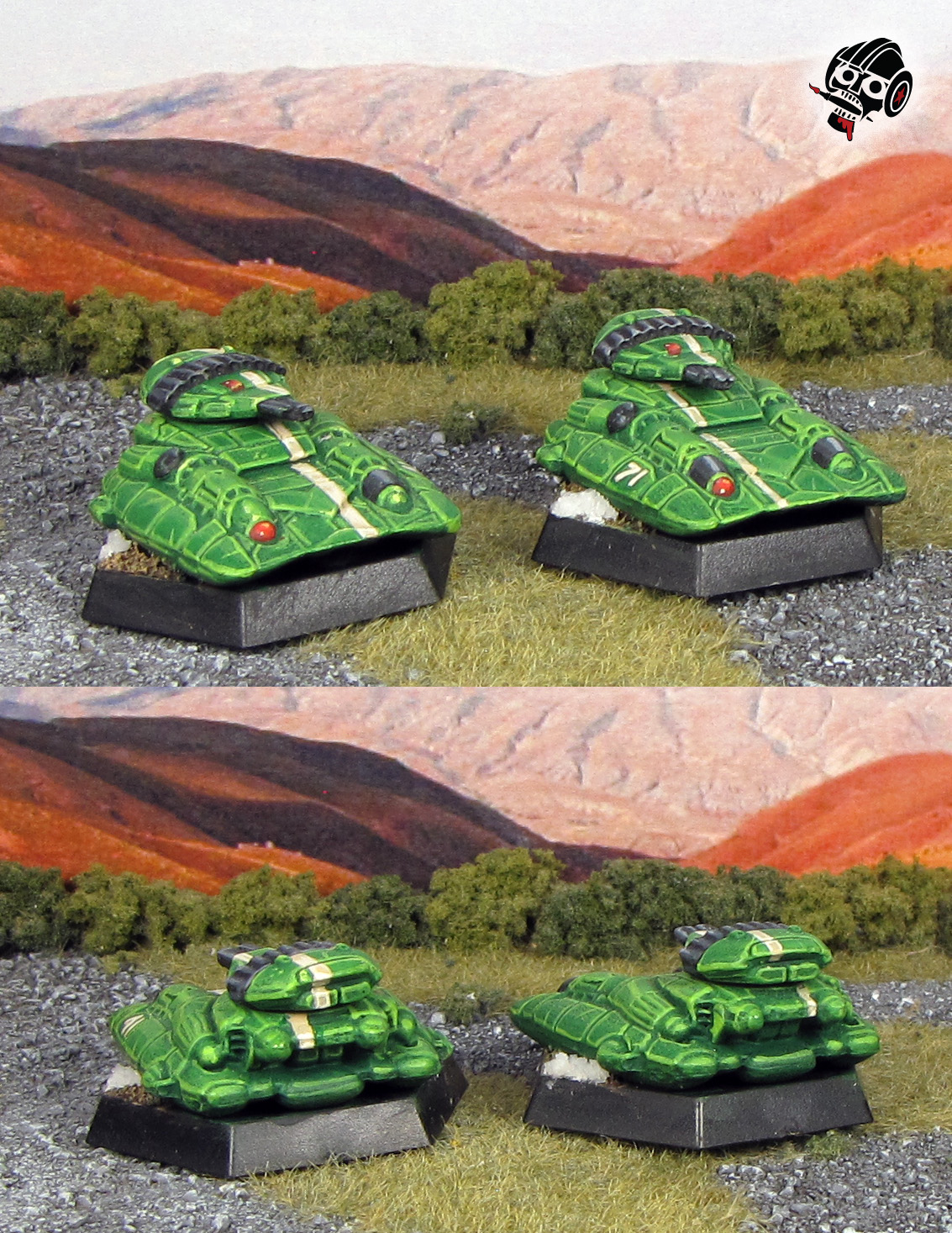 Battletech Clan Jade Falcon Wolf Fulcrum Hover Tank Aces from Catalyst Game Labs painted by Neldoreth - An Hour of Wolves & Shattered Shields