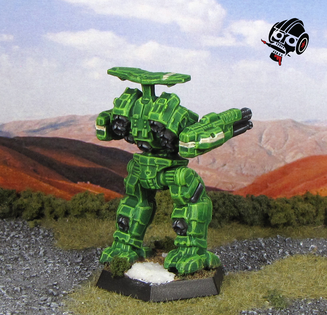 Battletech Clan Jade Falcon Wolf Rifleman from Catalyst Game Labs painted by Neldoreth - An Hour of Wolves & Shattered Shields