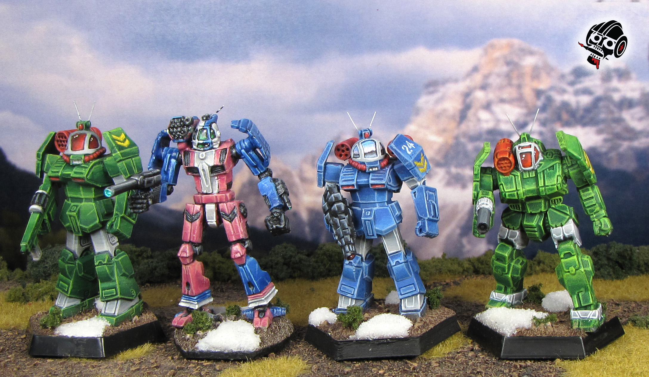 Battletech Unseen Reseen Griffin Kojima Roundfacer Dougram from Catalyst Game Labs and Iron Wind Metals painted by Neldoreth - An Hour of Wolves & Shattered Shields