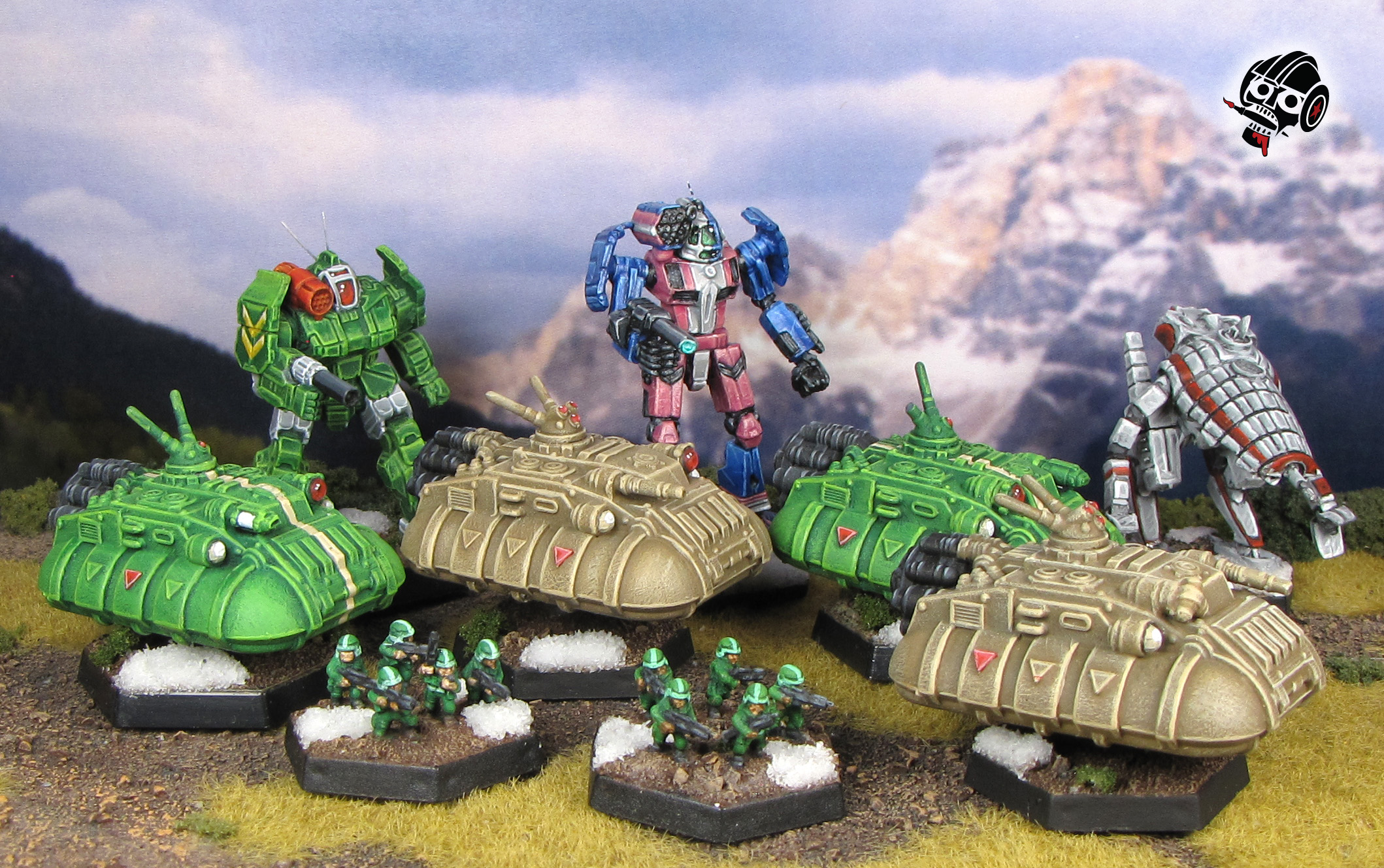Battletech Griffin Reseen Crab Hovercraft and Foot Troops from Catalyst Game Labs and Iron Wind Metals and 3D prints painted by Neldoreth - An Hour of Wolves & Shattered Shields