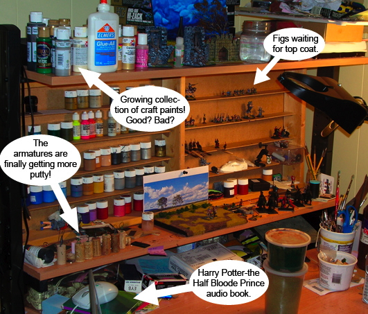 Deskshot September 2009 - all figures being or have been from  painted by Neldoreth - An Hour of Wolves & Shattered Shields