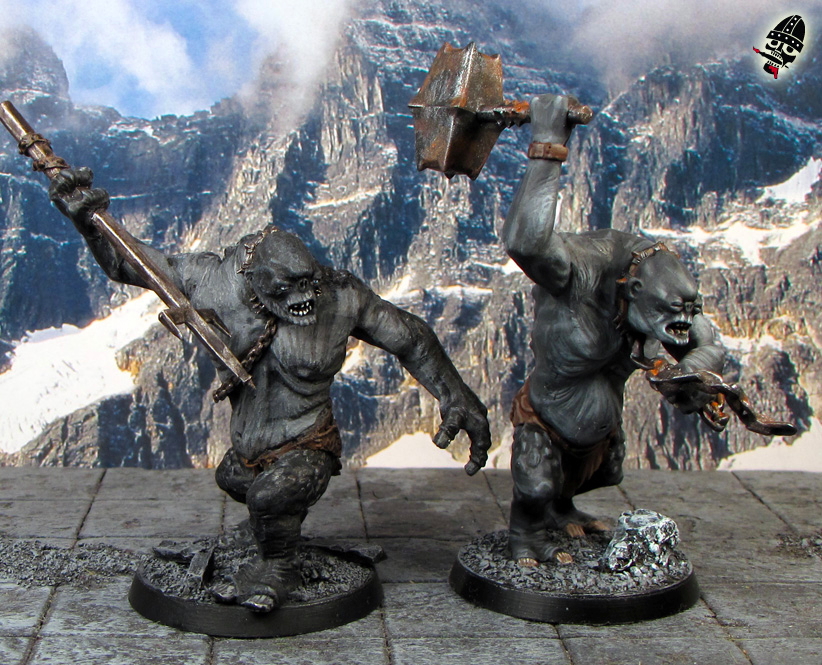 Plastic and Metal Cave Trolls from Games Workshop painted by Neldoreth - An Hour of Wolves & Shattered Shields