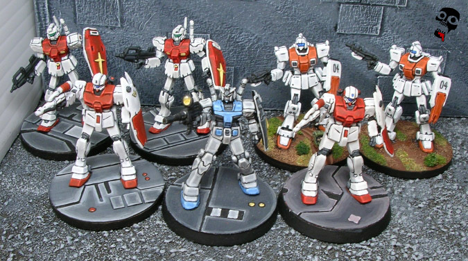 Gundam GM ground type and GM Command Space Type from Gashapon painted by Neldoreth - An Hour of Wolves & Shattered Shields